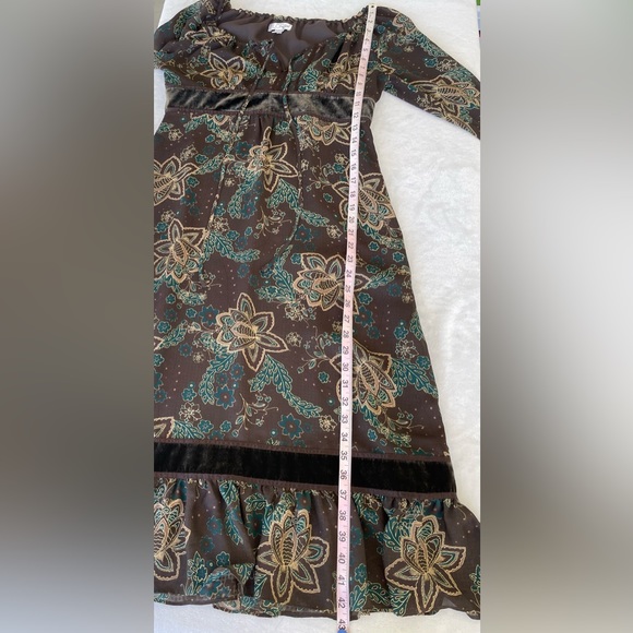 LOFT brown floral peasant dress - Picture 7 of 10